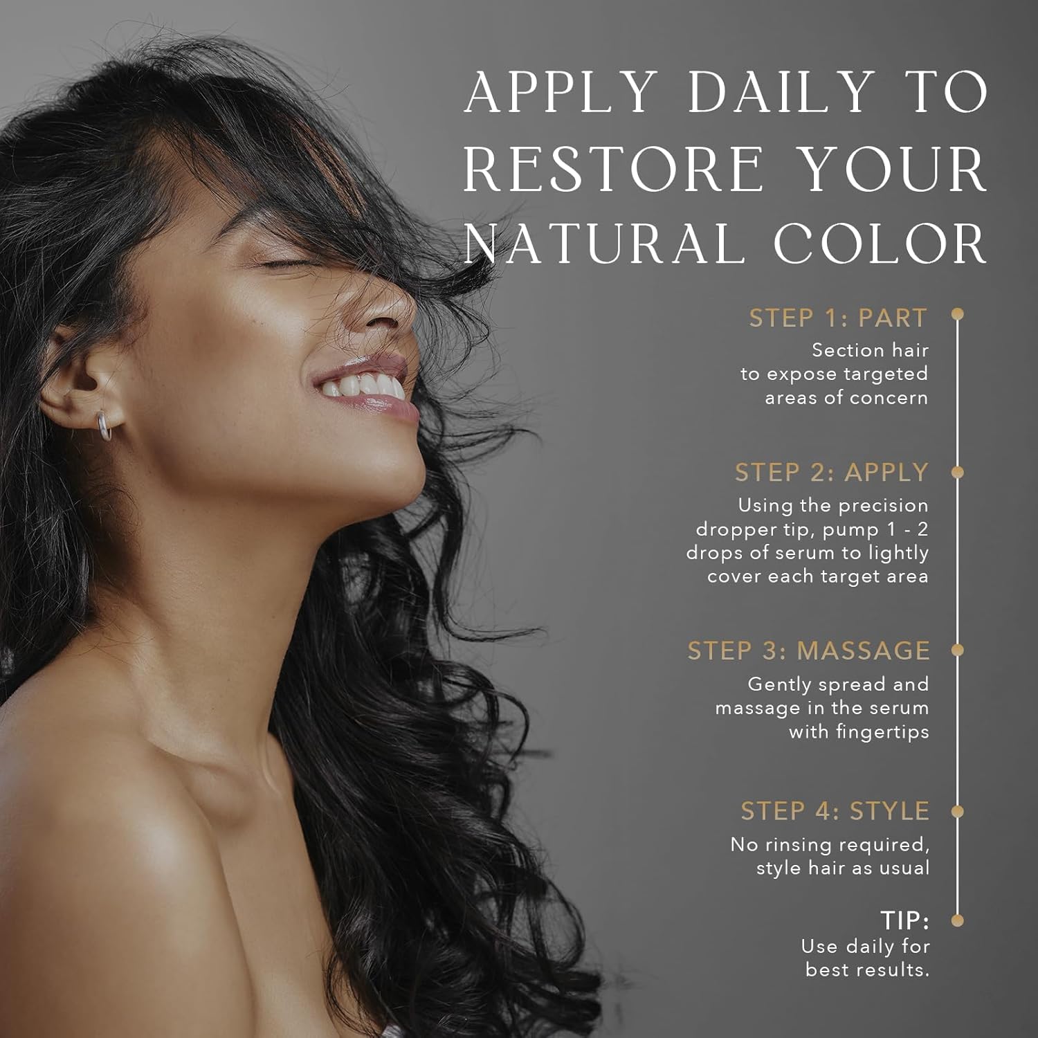 Kiwabi Root Vanish Anti Gray Hair Serum – Lightweight Daily Scalp Serum to Support Repigmentation – Hair Serums for Women & Men with Biomimetic Peptide, Ginseng, B12 – No Sulfates, No Parabens (30ml) - Image 5