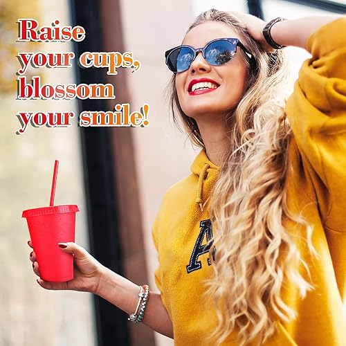 Miniatura 2 de Sieral Vasos con pajitas y tapas, vaso para niños con pajilla, botella de agua reutilizable, taza de viaje para café helado, vasos de plástico para