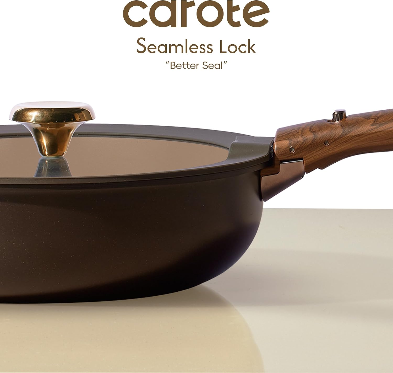 CAROTE 25pcs Ceramic Cookware Set, Pots and Pans Set with Detachable Handle | Non-Stick, Non-Toxic, PFAS and PFOA Free, Induction Compatible, Dishwasher & Oven Safe, Space Saving, Camping Cooking, Brown