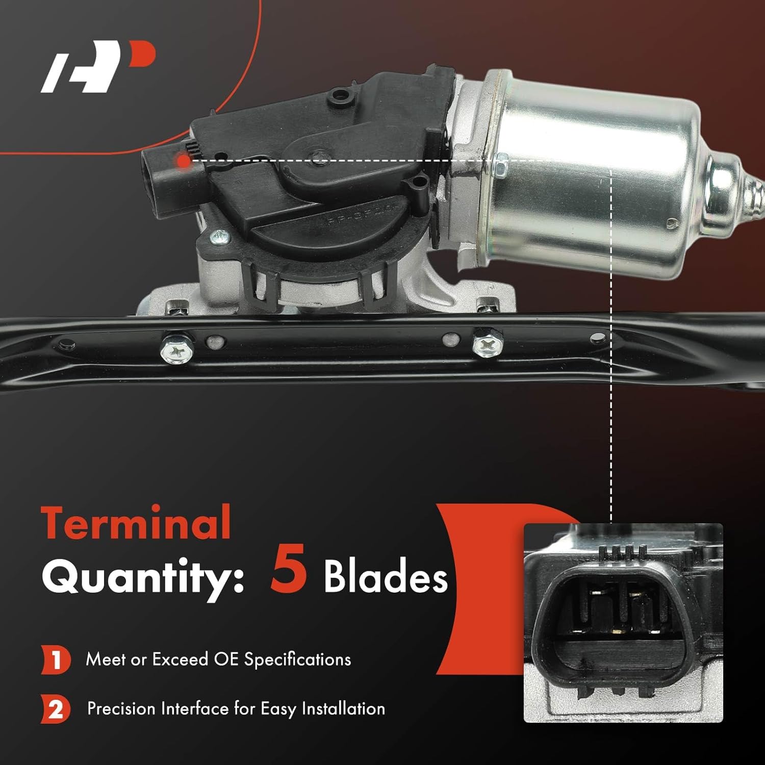 A-Premium Front Windshield Wiper Motor and Linkage Assembly Compatible with Hyundai Santa Fe 2009 2010 2011 2012