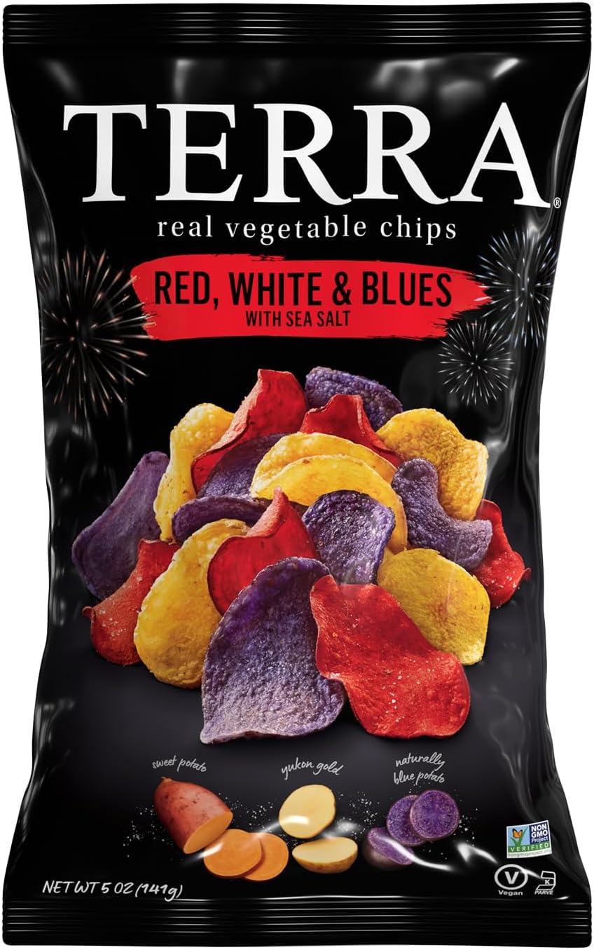 Terra Vegetable Chips, Red, White & Blues with Sea Salt Vegetable Chips, 5 Oz (Pack of 12)