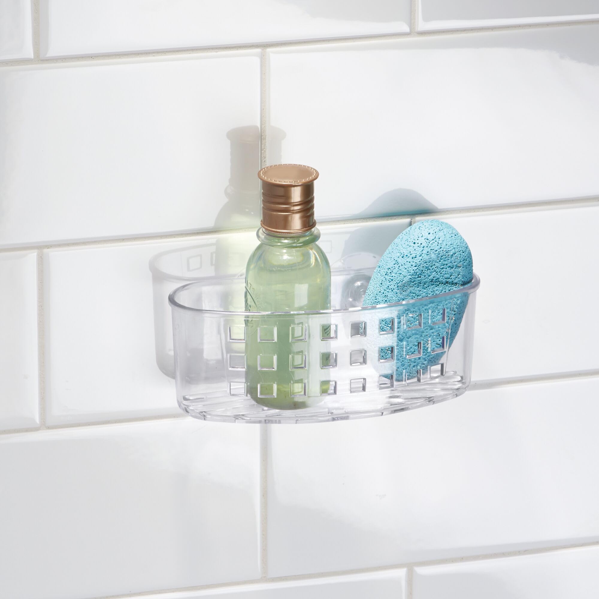 iDesign - Cesta de baño con ventosa, transparente