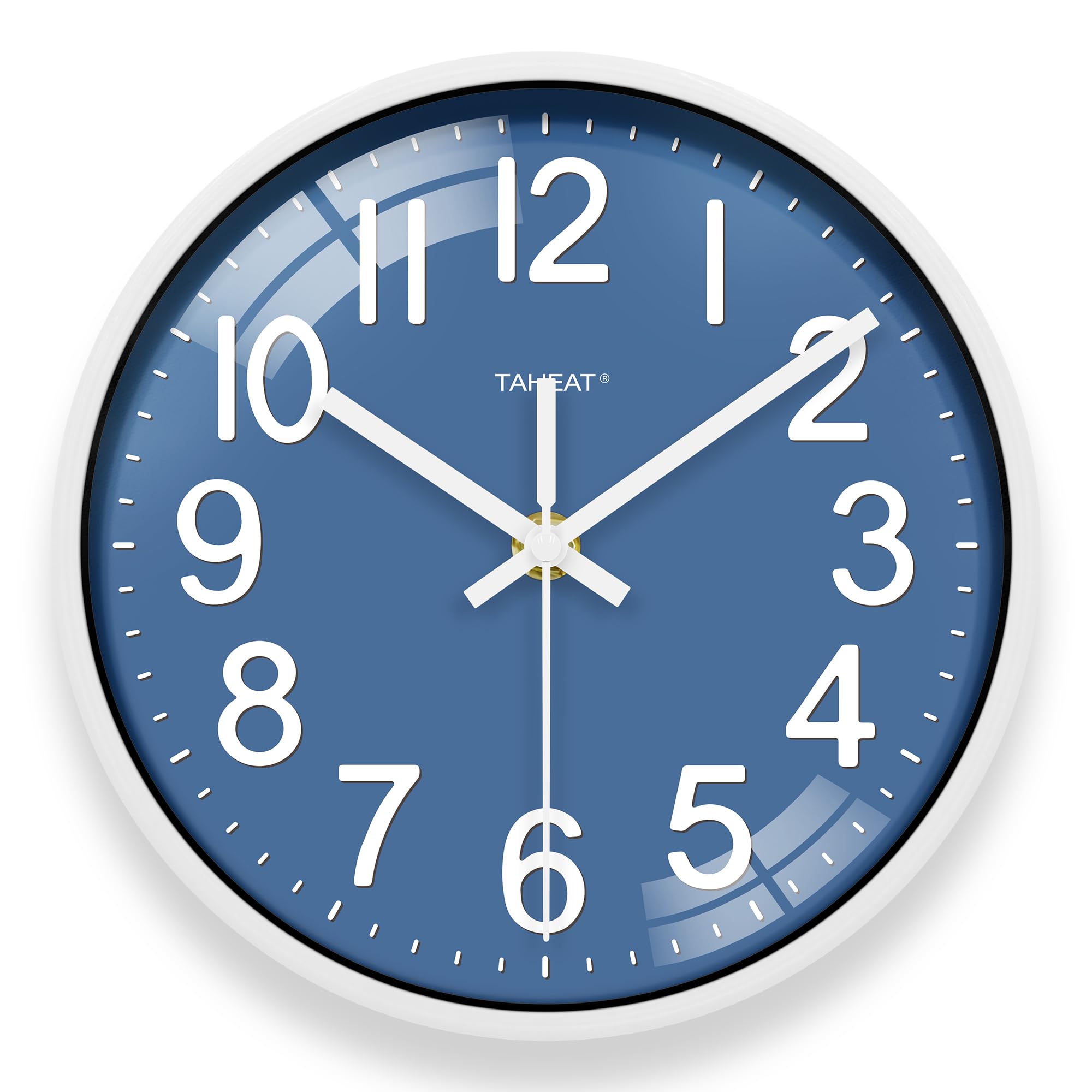 TAHEAT Horloge Murale Bleue 20 cm, Horloge à Quartz Silencieuse, Décoration Moderne