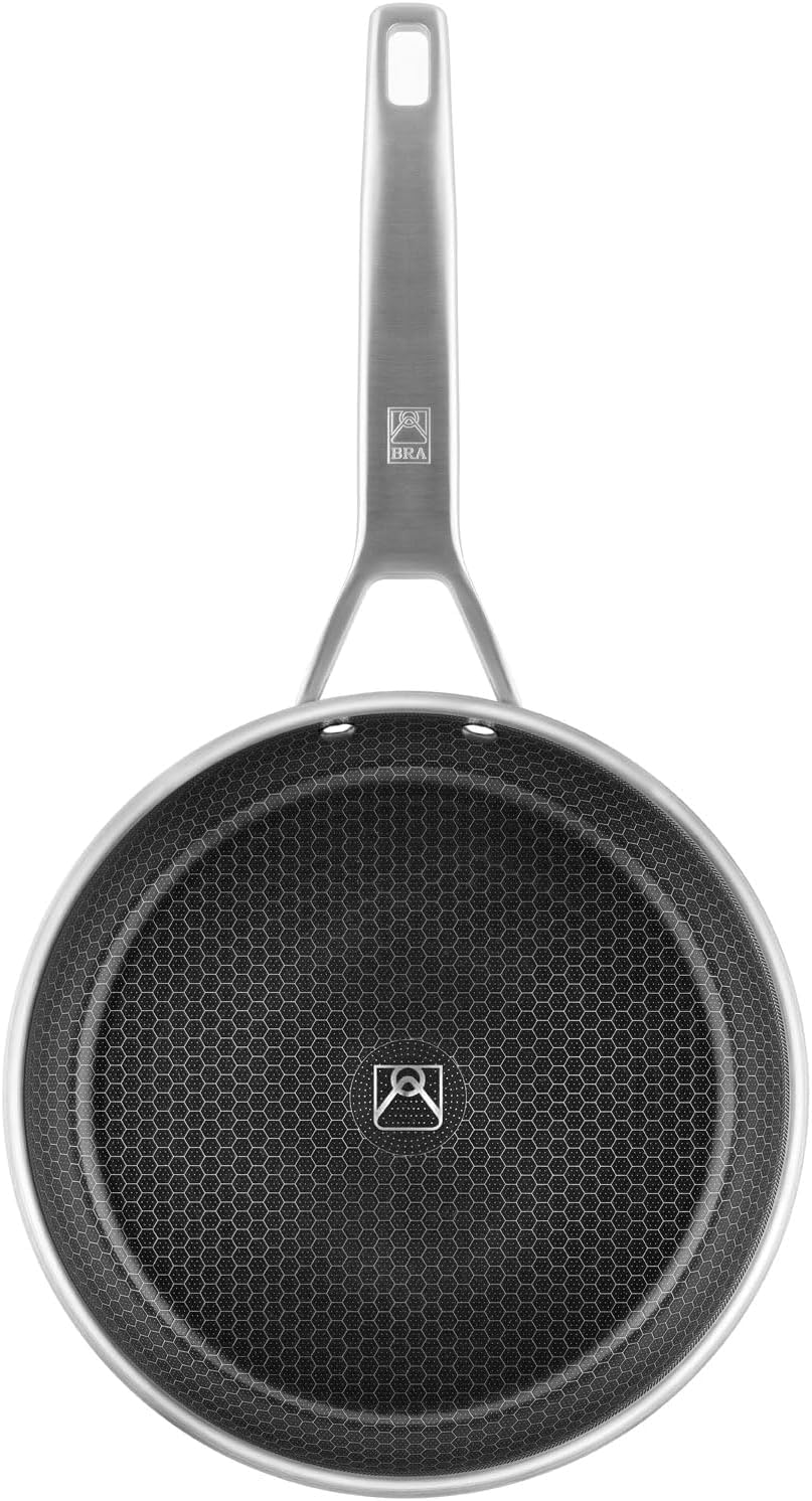 BRA Hybrid Cell | Sartén 26 cm, Acero Inoxidable con Antiadherente Cerámico, sin PFAS, Hybrid Technology con Celdas de Acero Inoxidable, Apto para todo tipo de Cocinas, Incluida Inducción