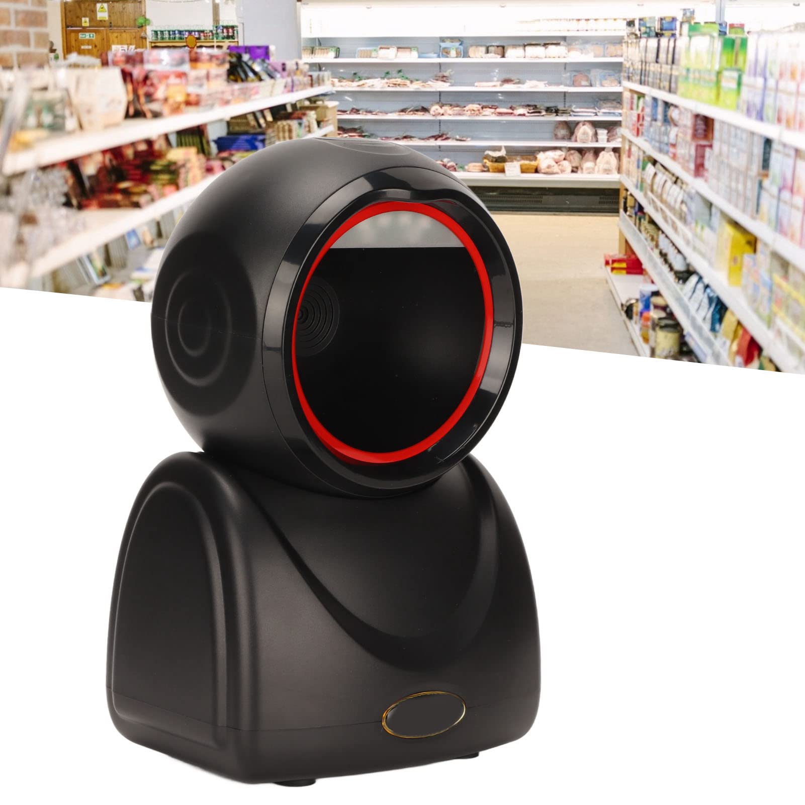 Escáner de código QR de escritorio decodificación Rápida precisa CMOS USB escaneo omnidireccional Soporte de dispositivo ABS Negro Lectura de pantalla de teléfono móvil para centros (Negro)