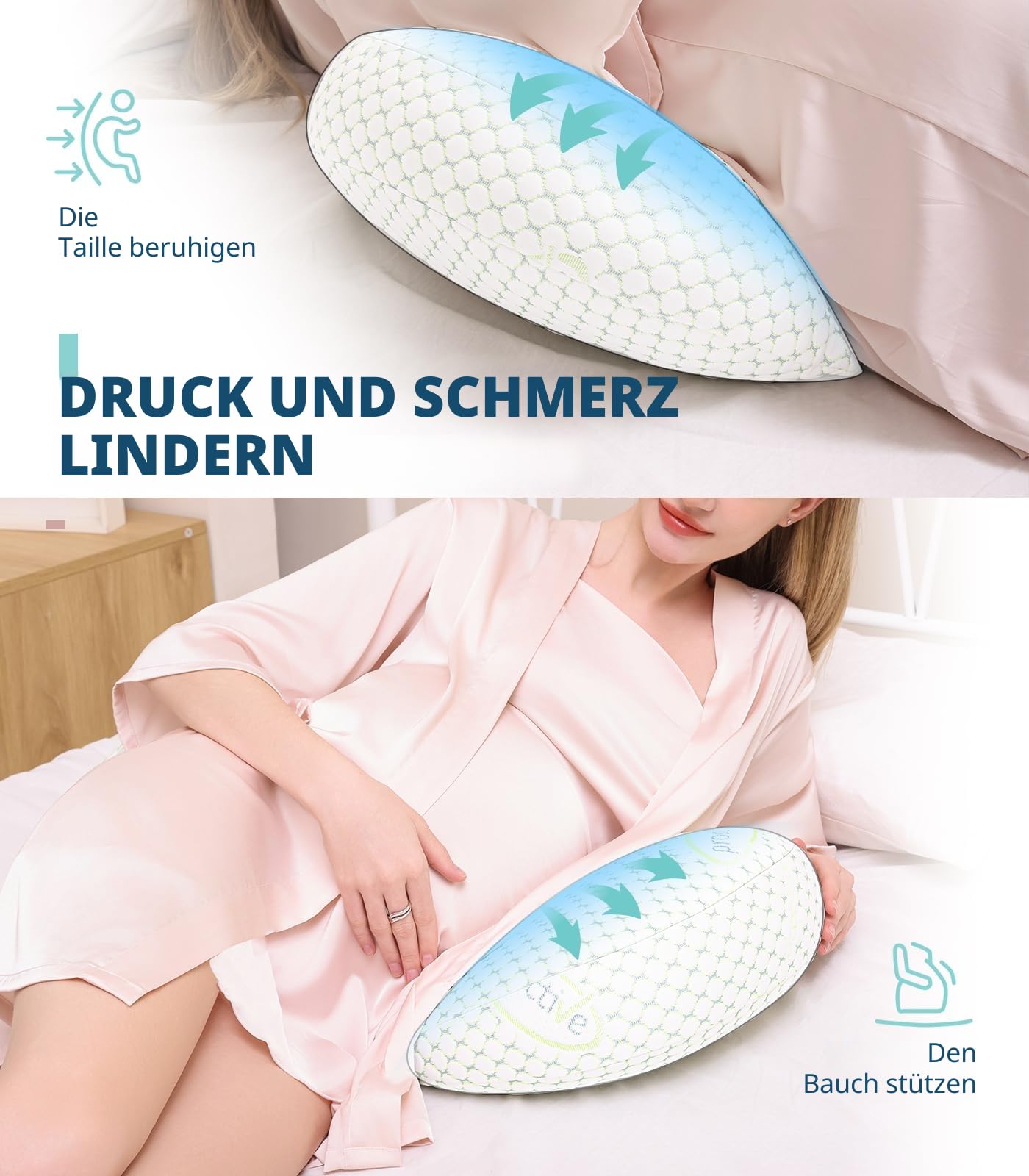 Oternal Schwangerschaftskissen für Schwangere Frauen, weiches Umstandskissen mit abnehmbarem Baumwollbezug