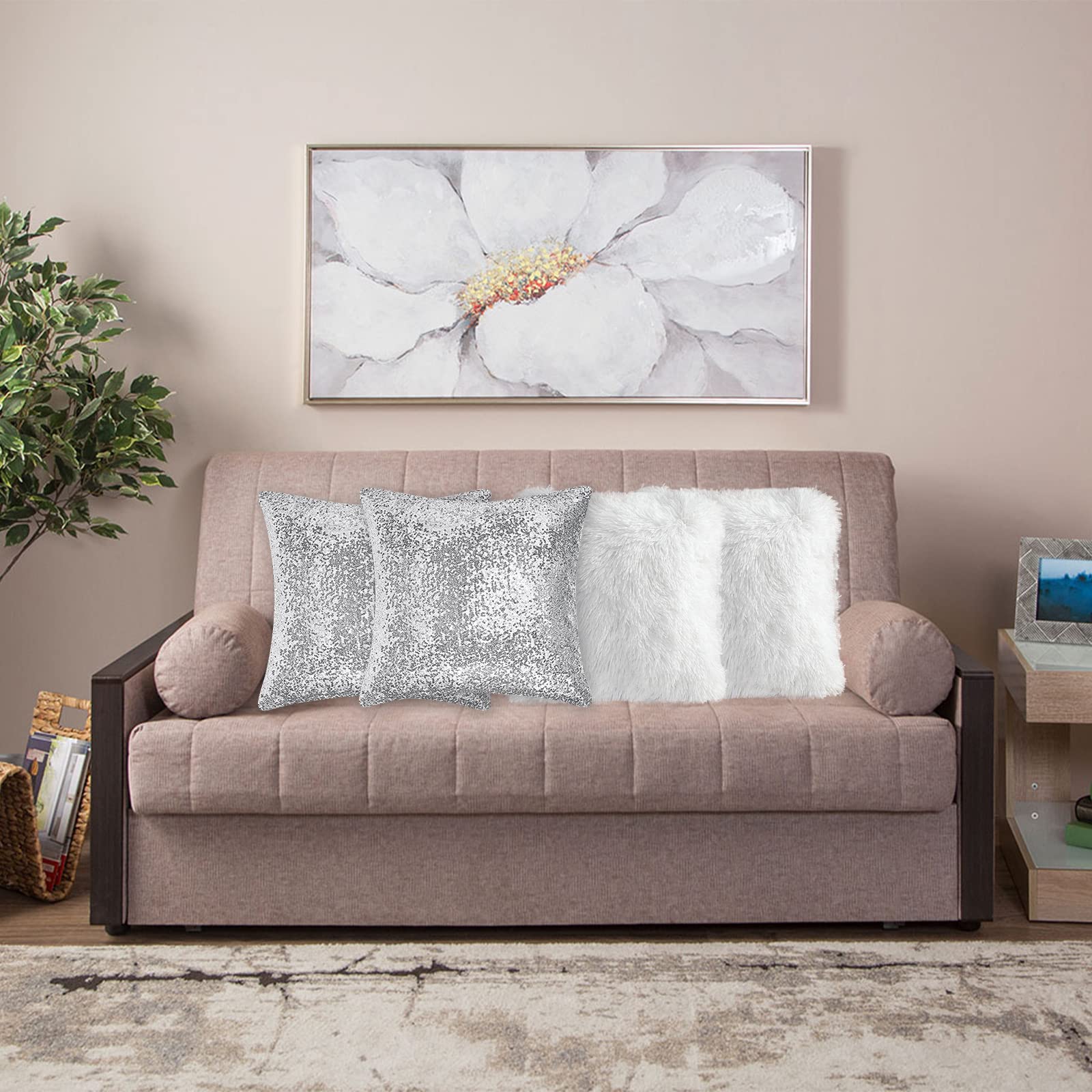 Gearsly Set di 2 federe per cuscino 45,7 x 45,7 cm, con strass astratti glitterati, quadrati, decorativi per esterni, federe per cuscini da divano, per soggiorno, ufficio, auto, decorazione per la