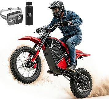 Electric Dirt Bike for Teens Adults,Motor 3500W Peak,Electric Motorcycle Hydraulic Nitrogen Dual Shock Absorbers,48V23Ah Battery,3 Speed Modes,Mountain Off-Road E Dirt Bike, Red | Motor 3500W Peak,48V23Ah Battery,3 Speed Modes,Nitrogen-filled shock absorbers,passed UL 2272 Certified,