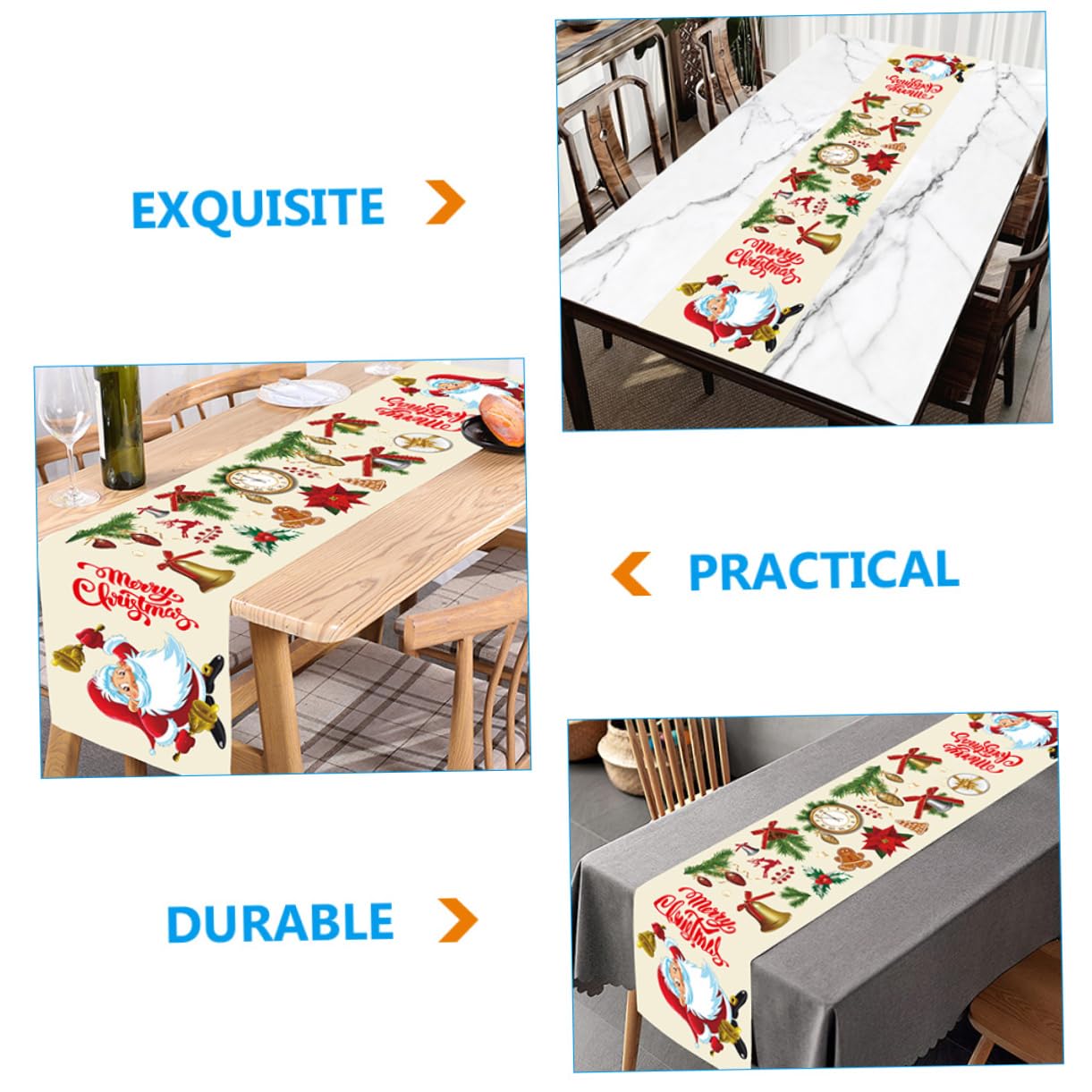 PRETYZOOM 5 Pezzi Di Campanelle Di Babbo Natale A Forma Di Runner Da Tavola Natalizio Decorazioni Per La Casa E La Sala Da Pranzo