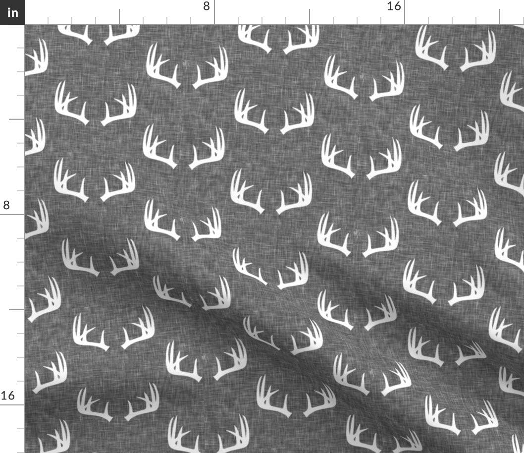 Spoonflower Fabric - Antlers Gray Trendy Woodland Printed on Petal Signature Cotton Fabric Fat Quarter - Sewing Quilting Apparel Crafts Decor