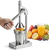 Cast Iron Juicer Hand Press, Stainless Steel Manual Juicer, Heavy Duty Citrus Lemon Squeezer, Cast Iron Juice Press for Fresh Fruit Orange, Commercial & Home Kitchen Tool, High Juice Yield