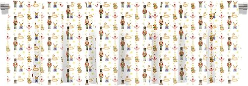 Miniatura 2 de Cenefa de cortina corta opaca con bolsillo para cortinero de Navidad en acuarela para decoración de cocina, dormitorio, 52 x 18 pulgadas, rojo y