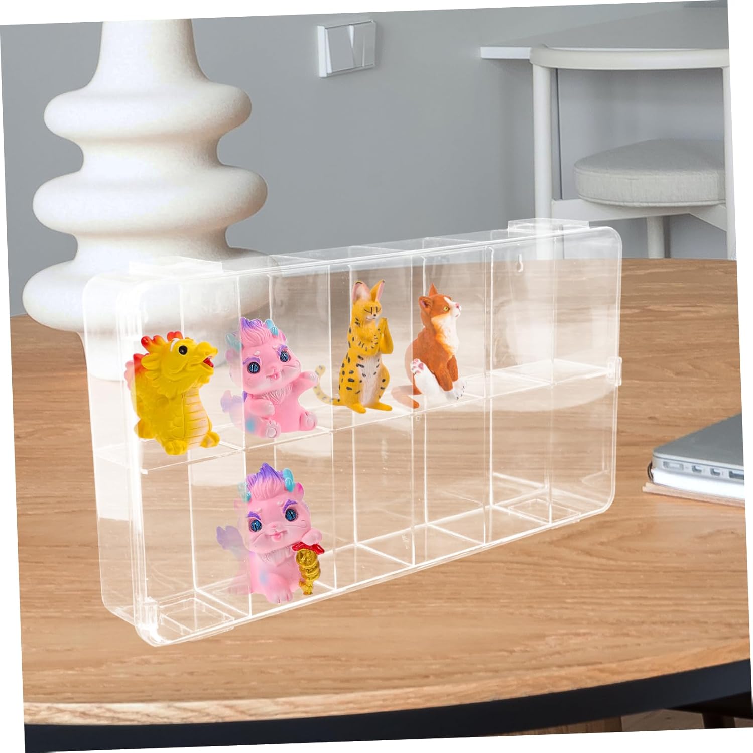 ERINGOGO 12grid Acrylic Display Box Organizer Figures Dolls and Collectibles Showcase for Toys and Models