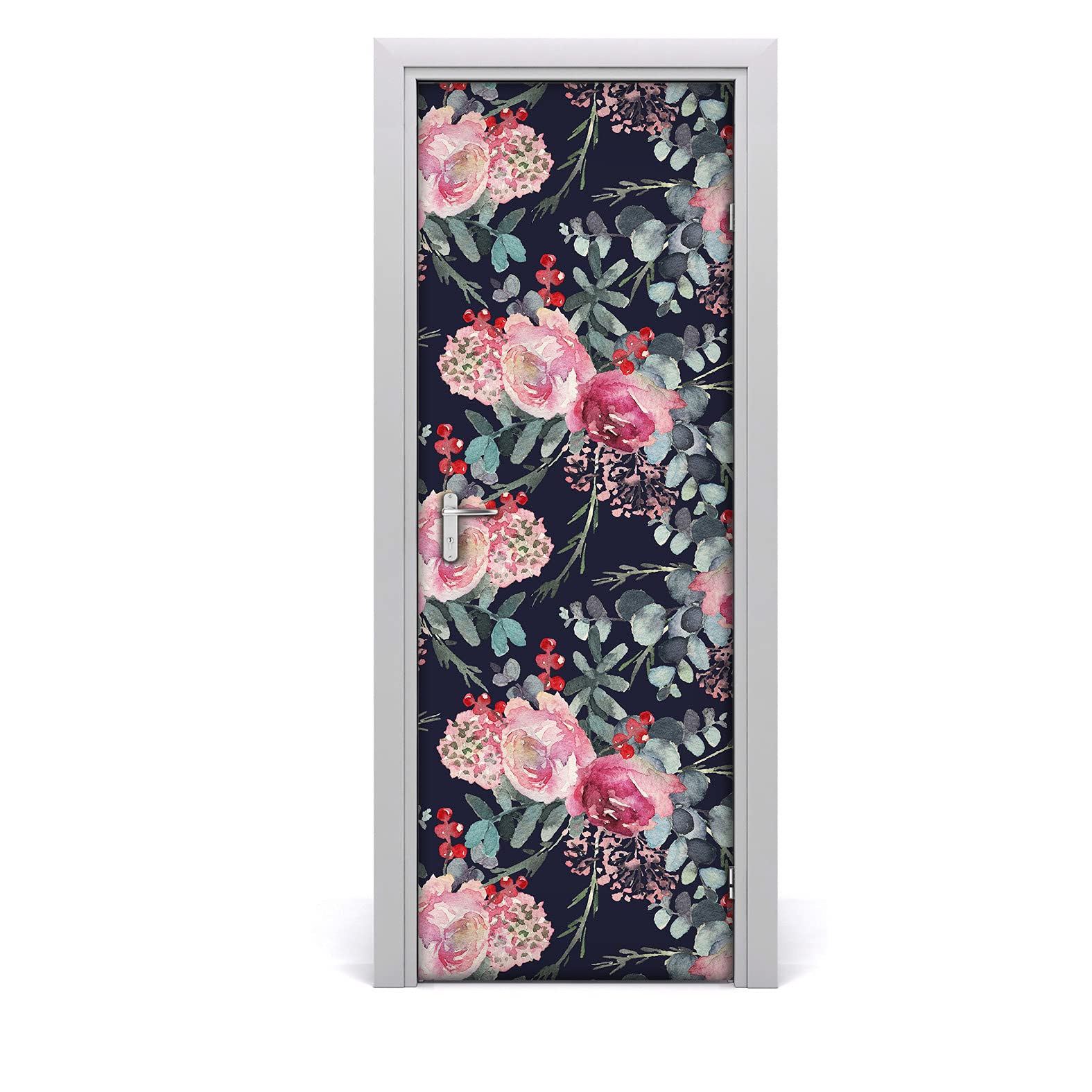 Papier peint sur la porte floral vintage pour décorer un salon cocooning