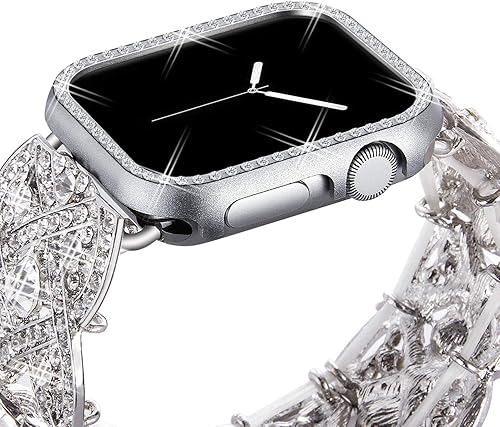 Miniatura 4 de VIQIV Bling - Funda protectora para parachoques facial compatible con Apple Watch de 1.496 pulgadas, 1.654 pulgadas, 1.575 pulgadas, 1.732 pulgadas,