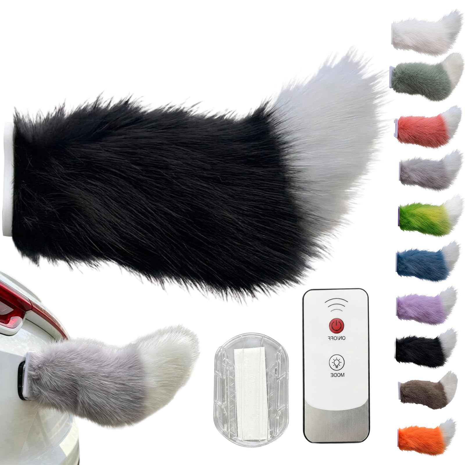 Remote Control Electric Car Tail, Wagging Tail for Car, USB Rechargeable Fluffy Tails Drift for Cars, Remote & Voice Control Moving Plush Tails forBicycle Auto Trunk Motorcycle RV Decor (Black)