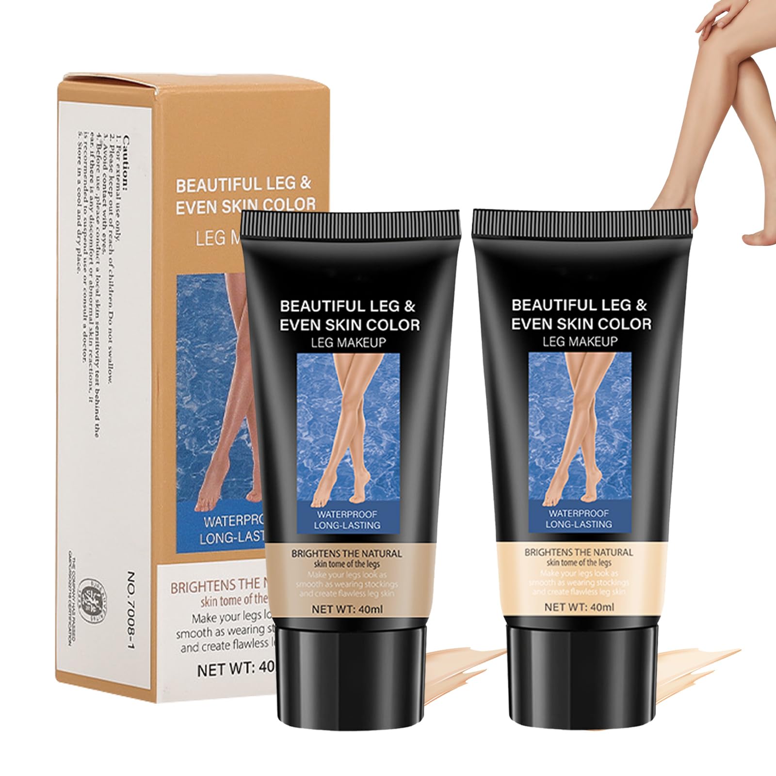 Fondotinta per Gambe e Corpo, Trucco per Gambe Impermeabile, Trucco per Coprire i Tatuaggi, Copri Cicatrici da Tatuaggio Waterproof per Gambe e Corpo, Fondotinta Coprente(Marrone chiaro + medio)