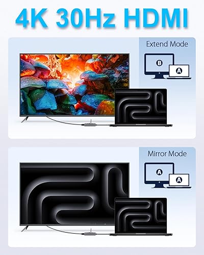 Miniatura 2 de Concentrador USB C 5 en 1 con HDMI 4K y 4 puertos USB 3.0, adaptador multipuerto para MacBook ProAir, iMac, iPad, XPS, Pixelbook, ThinkPad,