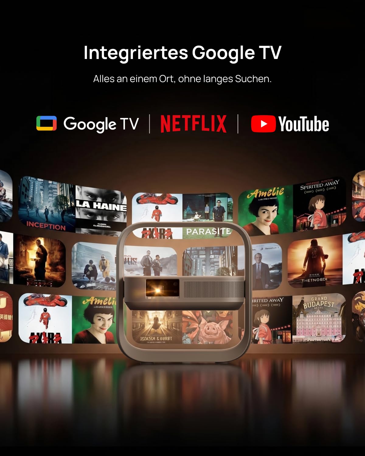XGIMI Elfin Flip 4K Tragbarer RGB Triple Laser Heimkino Beamer | Google TV & Netflix, 1600 ISO Lumen, Native 4K, 0.98-1.3:1 Optical Zoom, Harman Kardon Sound, Autofokus für Home & Outdoor