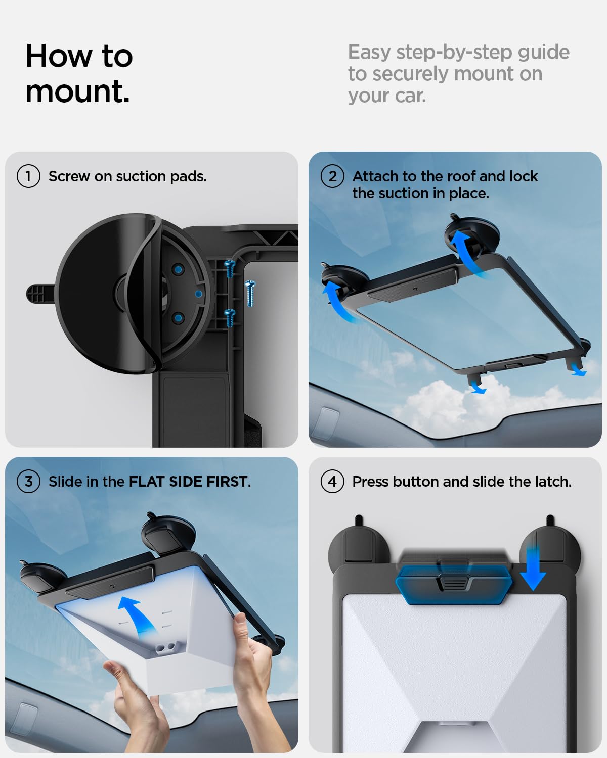 Spigen Supporto Mini Starlink – Design Antivibrazione a Sgancio Rapido con Ventose ad Alta Tenuta (Resistenza 23 kg+), Kit di Montaggio per Auto, Camper, Barche, Finestre, Vetro e Tetto Apribile