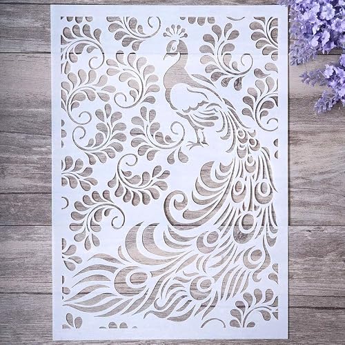 DIY Decorative Peacock Stencil Template for Painting on Walls Furniture