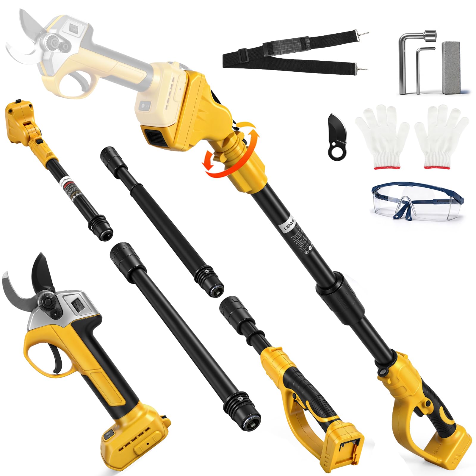 Forbici Elettriche da Potatura a Batteria 45 mm con Asta Telescopica da 2 Metri Compatibile con Dewalt 20v 18 V (senza batterie), Cesoie Elettriche da Potatura, Cesoie a batteria, Forbici da Potatura