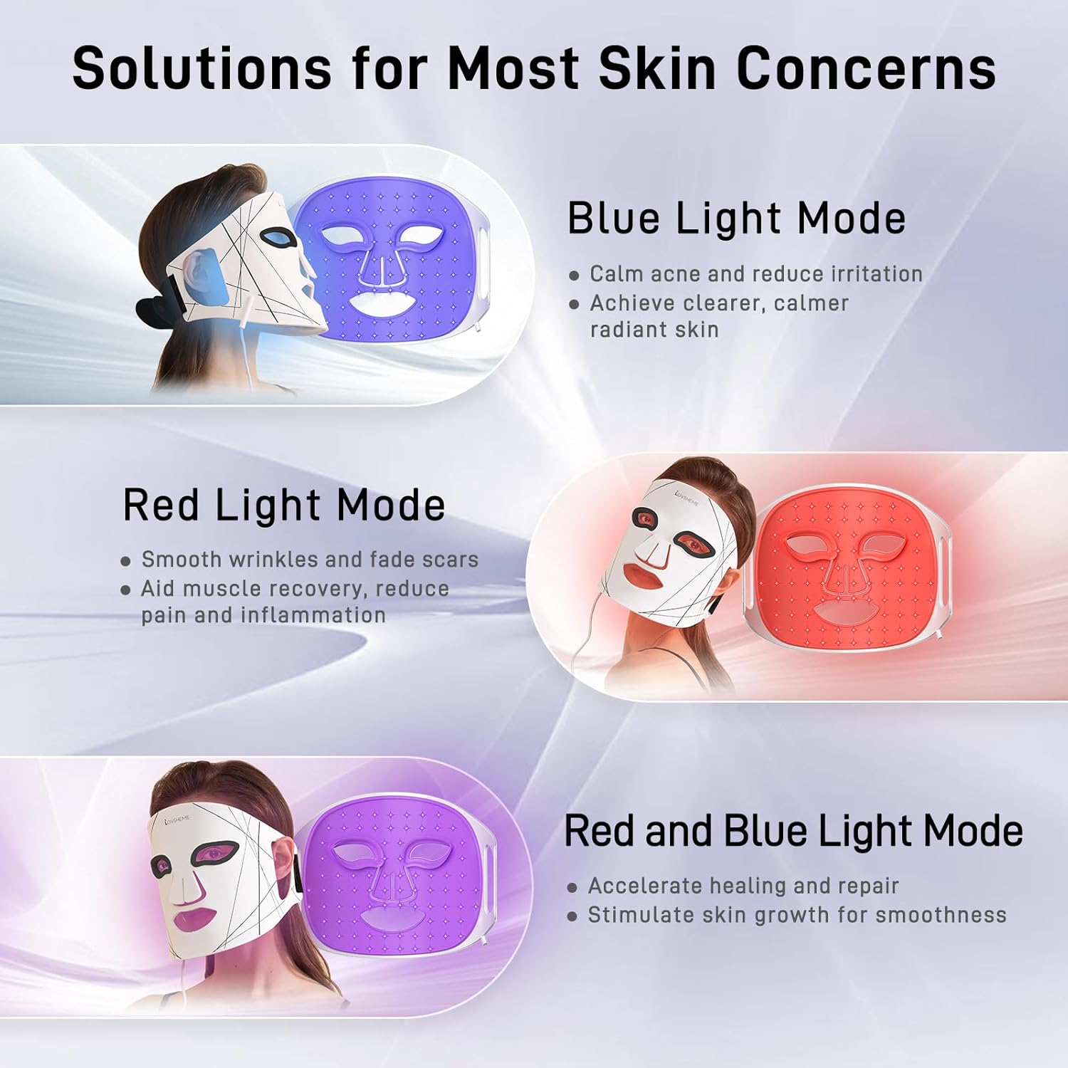 Lovsheme Red Light Therapy for Face, Advanced LED Face Mask Light Therapy, red light therapy Mask - Red, Blue & Infrared Light Therapy for Acne, Wrinkles & Skin Rejuvenation