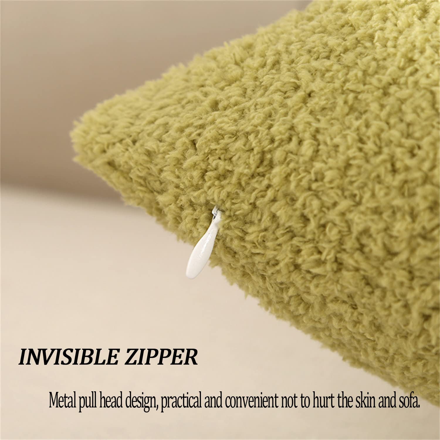 Fundas de cojín de forro polar de peluche, fundas de almohada cuadradas, fundas de almohada decorativas, para sofá sala de estar (verde mostaza, 45 x 45 cm (juego de 8))