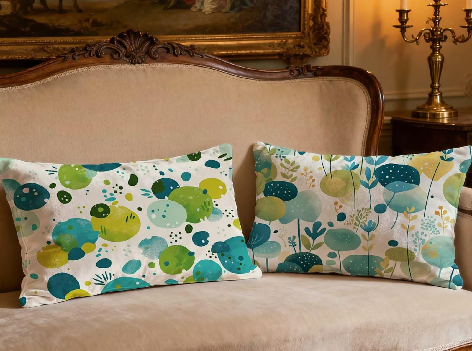 Housse de coussin vert 40x60cm en velours pour canapé et salon moderne