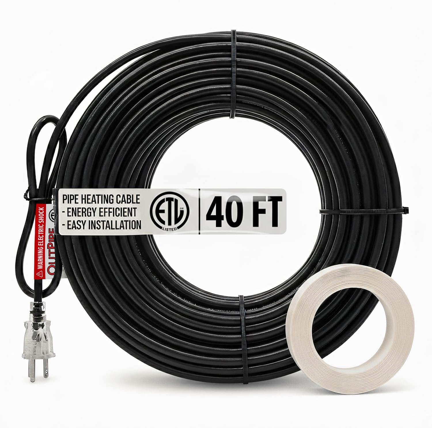 Pipe Heating Cable Kit - 25ft, 1 Amps, 125 Watts 120VAC Self Regulating Heat Tape for Water Pipes, Electric Pipe Heat Cable, Heating Tape Warmer for Winter, Heater for Pipes, Water Line Heater Wrap