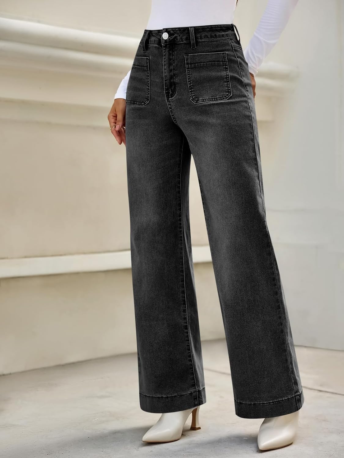 Cicy Bell Womens High Waisted Straight Leg Jeans Trendy Loose Denim Pants with Pockets - Image 2