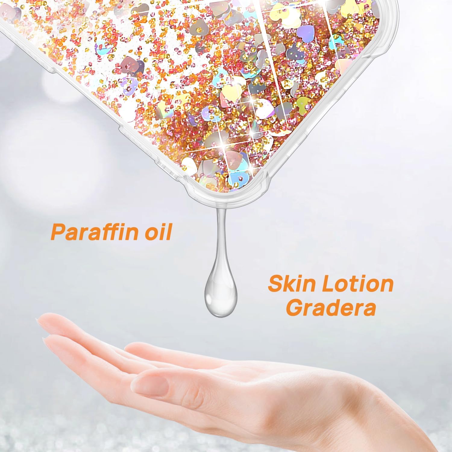 ANSHOW Case Compatible with iPhone 17 Pro, Shockproof Clear TPU Phone Glitter Case with 1 Screen Protector, Bling Glitters Case for Women, Gold - Image 3