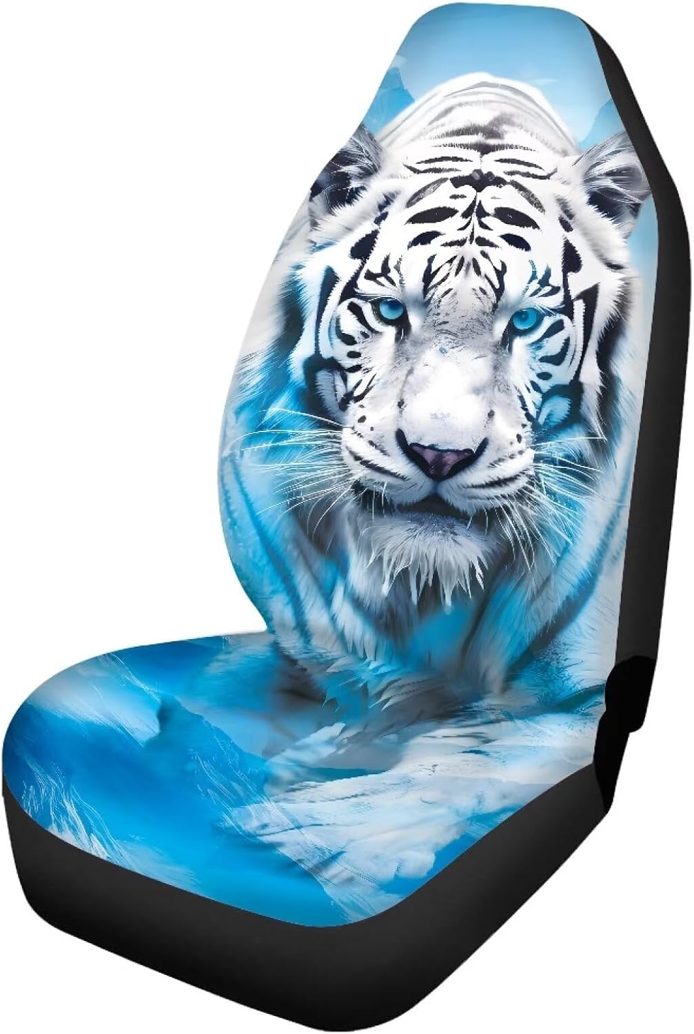 Amzbeauty Blue Tiger Print Car Seat Cover Front Single 1pc Easy to Install Washable Cute Car Seat Cover Sweat Protector Cute Accessories for Car Home Party Supplies Birthday Gift