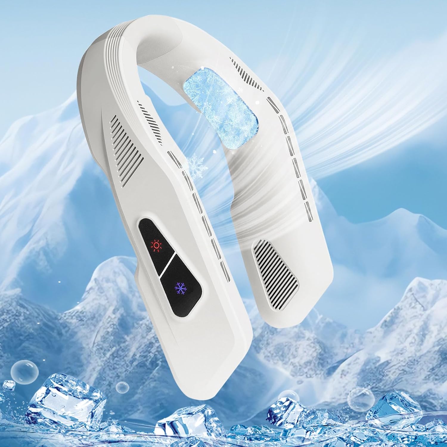 Neck Air Conditioner, Wearable Neck Fan Rechargeable 5000mAh Battery, Portable Neck Fans that Blow Cold Air for Outdoor/Indoor, Neck Fan with Hot and Cold, 15-Min Auto Timer (white)