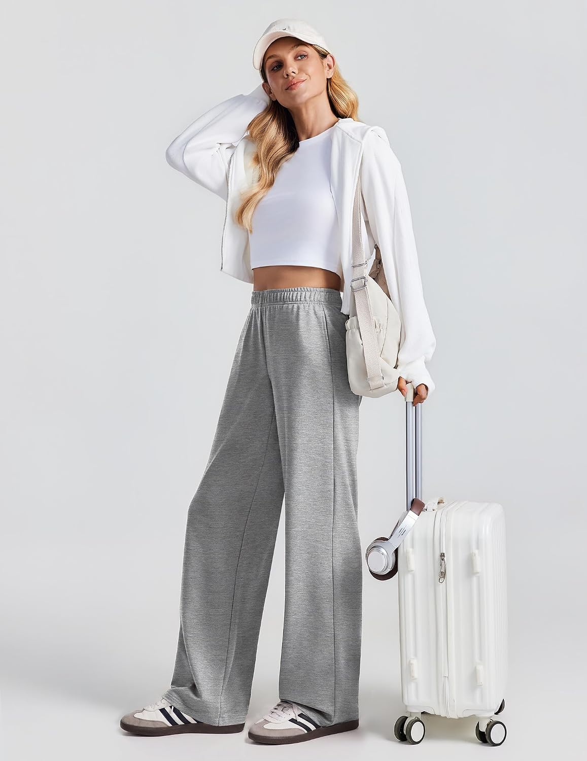  Women's Wide Leg Sweatpants High Waisted Baggy Lounge Travel Pants thumbnail