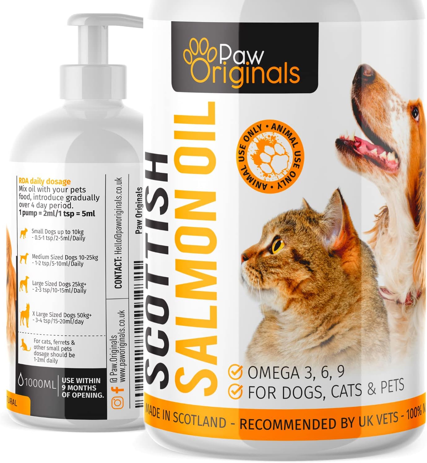 Scottish Salmon Oil For Dogs 500ml | Supports Dog Skin, Coat & Joints - Immune System & Glossy Coat| Omega 3,6,9 Fish Oil | Delicious Treat Supplement (500ML)