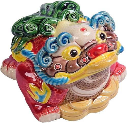 Estatua de rana de cerámica Feng Shui, decoración de dinero, sapo de buena suerte, regalos de rana para inauguración de la casa, felicitación, atrae