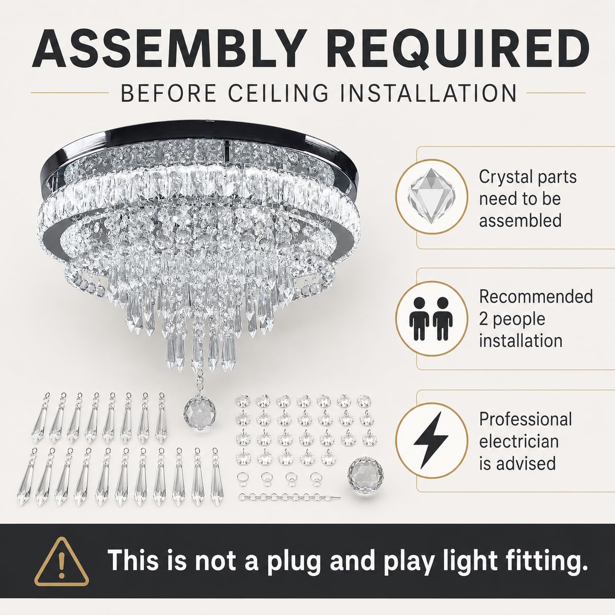 FRIXCHUR Lampadario di cristallo Plafoniera a LED Plafoniere da soggiorno Soffitto Camera da letto moderna Plafoniera a LED per corridoio Cucina Plafoniere Soffitti Lampadario (Bianca)