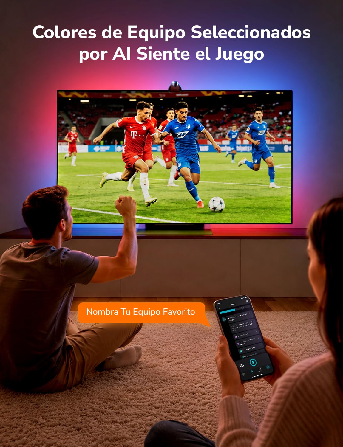 Lepro STV1 AI Tira LED TV Backlight con Cámara,3.6m para TVs 55-65 Pulgadas | Sincronización Pantalla y Música, Funcion con Alexa/Google Home, Retroiluminación RGB+IC para Juego, Películas, Adaptador