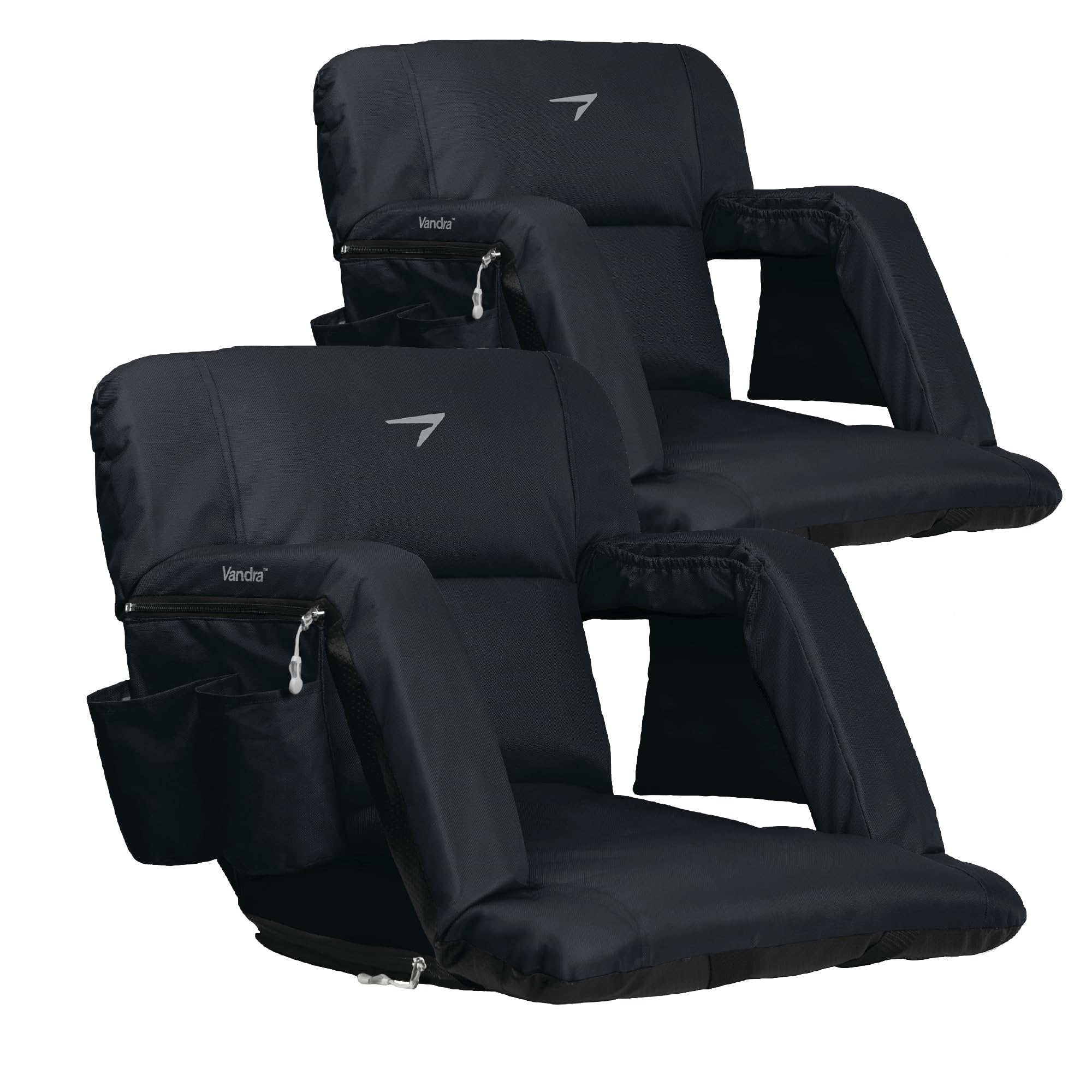 Vandra™ Arc - Scandinavian Stadium Seat with Back Support &amp; BenchLock™ - Wide Padded Bleacher Chair with Cushion &amp; Arc Recline™ Arm Rest for Bleachers