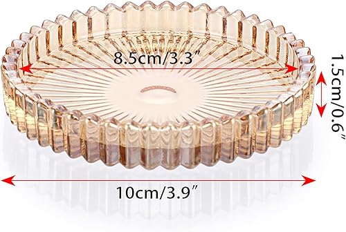 Miniatura 2 de JUXYES Paquete de 5 posavasos redondos de cristal en tono ámbar, posavasos de vidrio para bebidas, café, té, vino, posavasos decorativos para