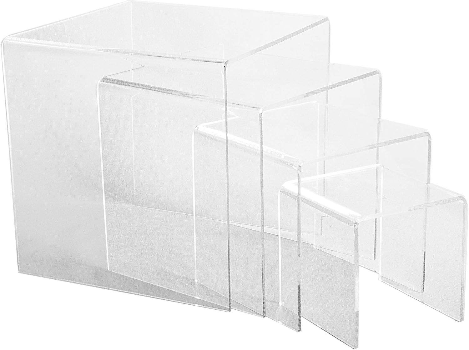CHOICE ACRYLIC DISPLAYS Set of 4 Large Acrylic Risers | 1/4" Thick, Heavy Duty Display Risers | Square Retail Riser Set | 6", 8" 10" and 12" Square Risers Brand Risers