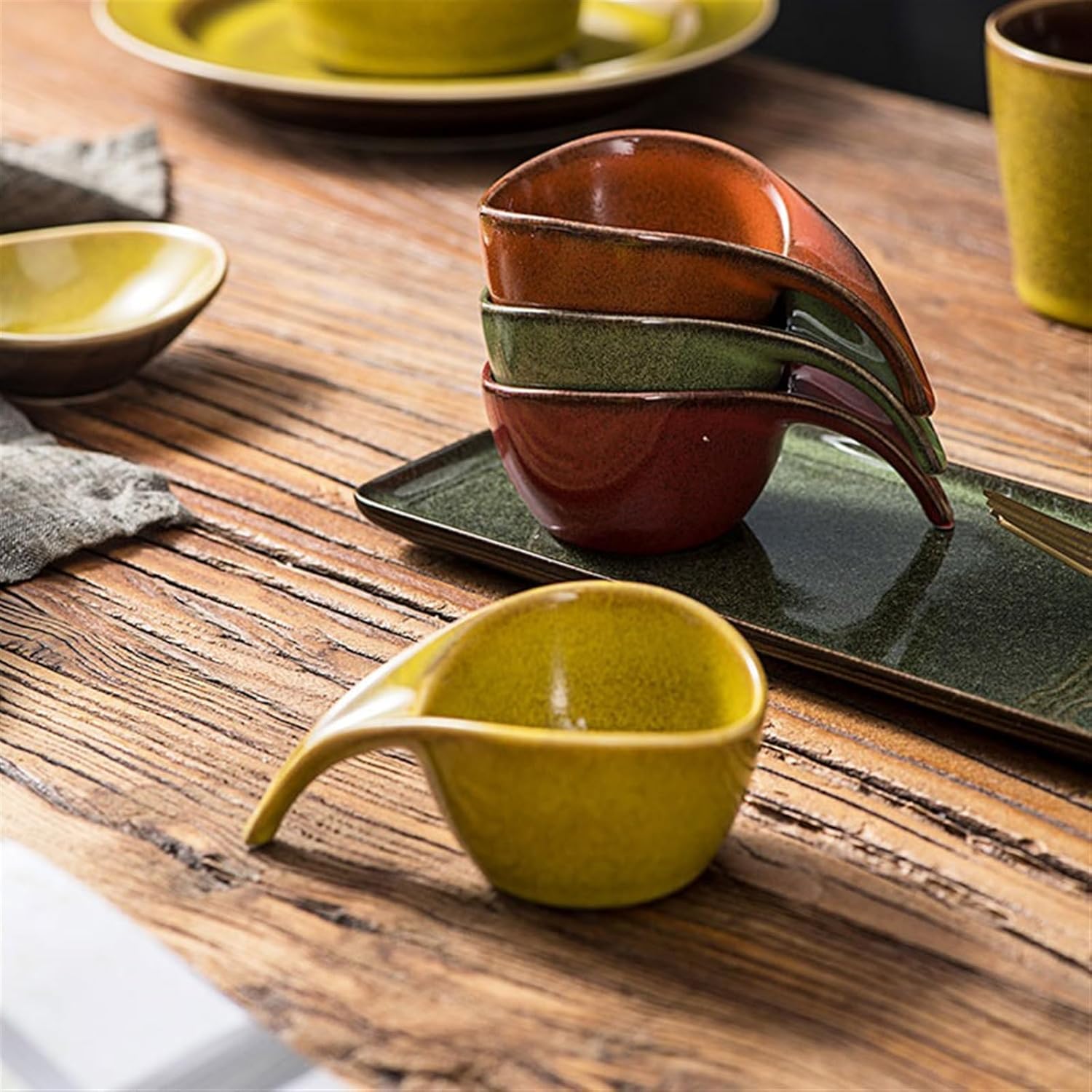 Bowl for Sauce Four Compartments Condiment Dish Household Ceramic Snack Plate Hotel Western Restaurant Caviar Appetizer Bowl