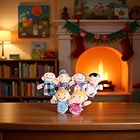 Vista 5 de Mini abuelos, marionetas de terciopelo de tela, juego de marionetas de dedo, 6 personas, miembros de la familia, juego de marionetas de dedo, hora
