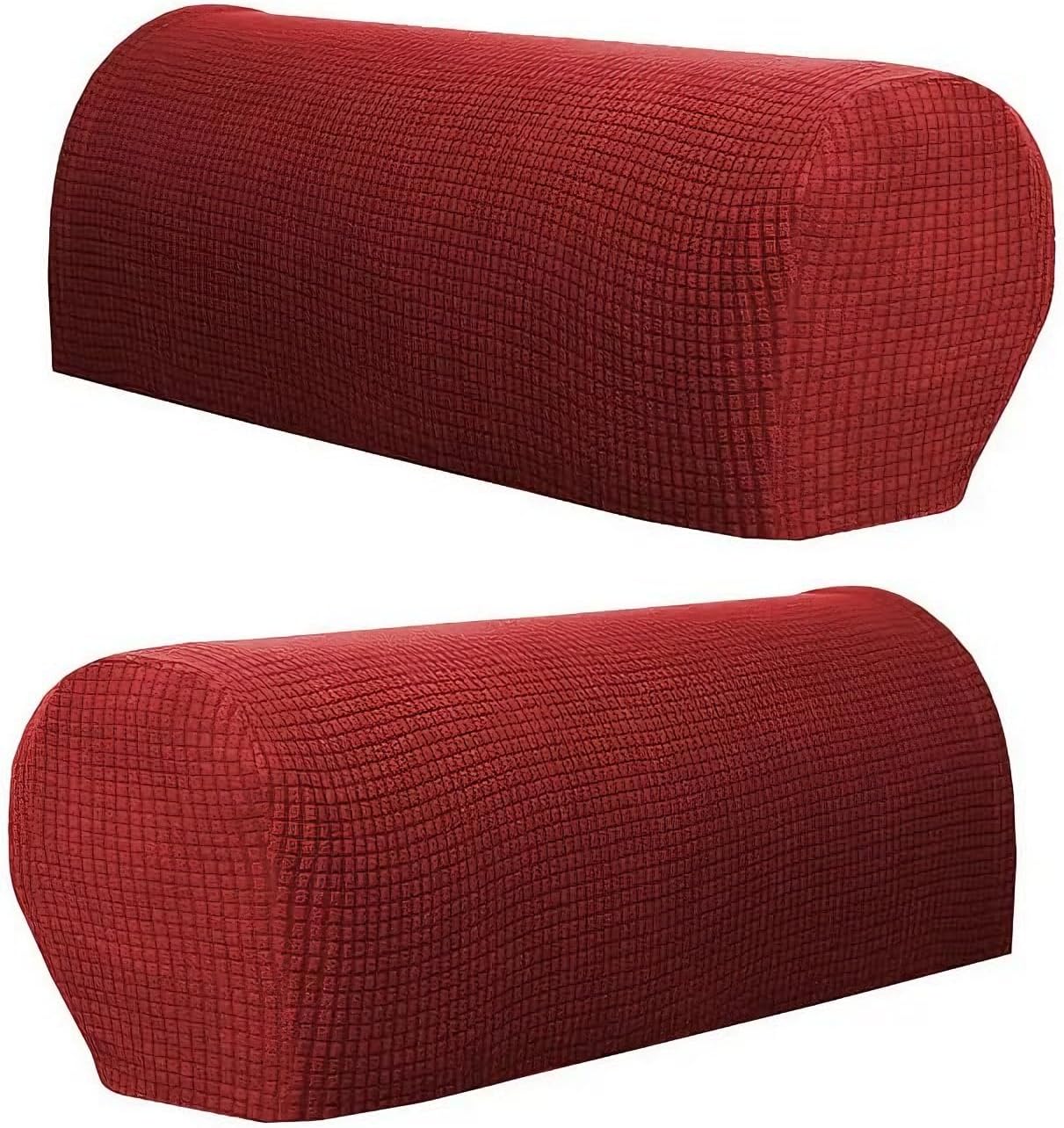 SXNING 2 Pcs Couch Arm Covers Polyester Anti-Slip Armchair Cover Stretch Armrest Covers for Chairs Sofa, Furniture Protector Washable Armchair Slipcovers (Wine Red)