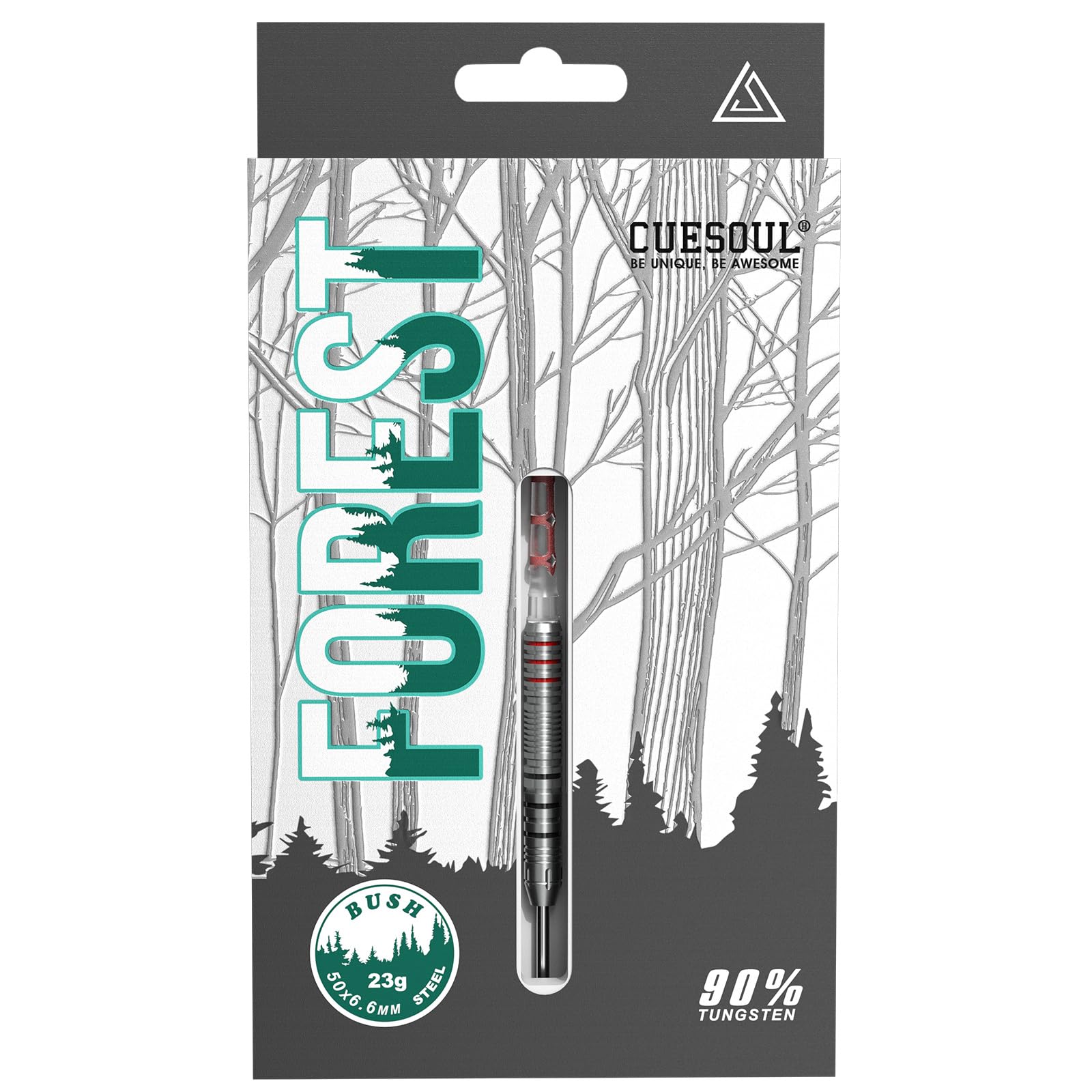 CUESOUL FOREST BUSH 23g Steel Tip 90% Tungsten Dart Set with Integrated ROST T19 Flight