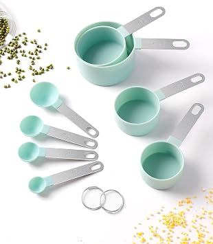 Measuring Cups and Spoons Set of 8 Pieces, nesting measuring cups for Measuring Dry or Liquid Ingredients, Stainless Steel Handle
