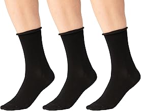 L'eggs Women's Everyday Luxe Jersey Roll Top Crew Socks | Soft, Breathable, Lightweight, No-Bind Band | One Size | 3 Pack