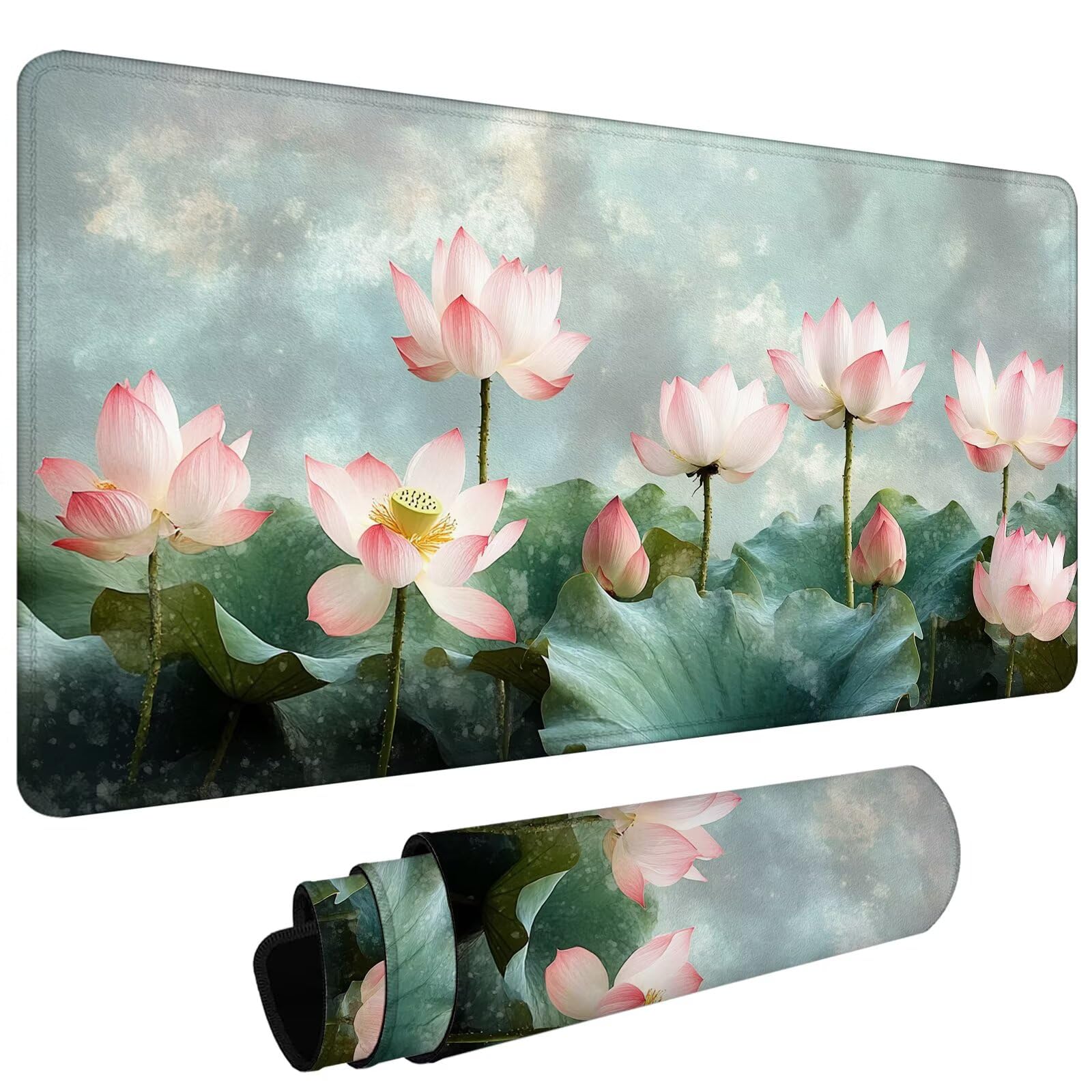 Podkładka pod mysz XXL 1200x600x3mm Podkładka pod mysz do gier z wodoodporną antypoślizgową podstawą, podkładka pod mysz dla graczy, akcesoria biurowe, dokładność prędkości-komfort, lotos z jajkami