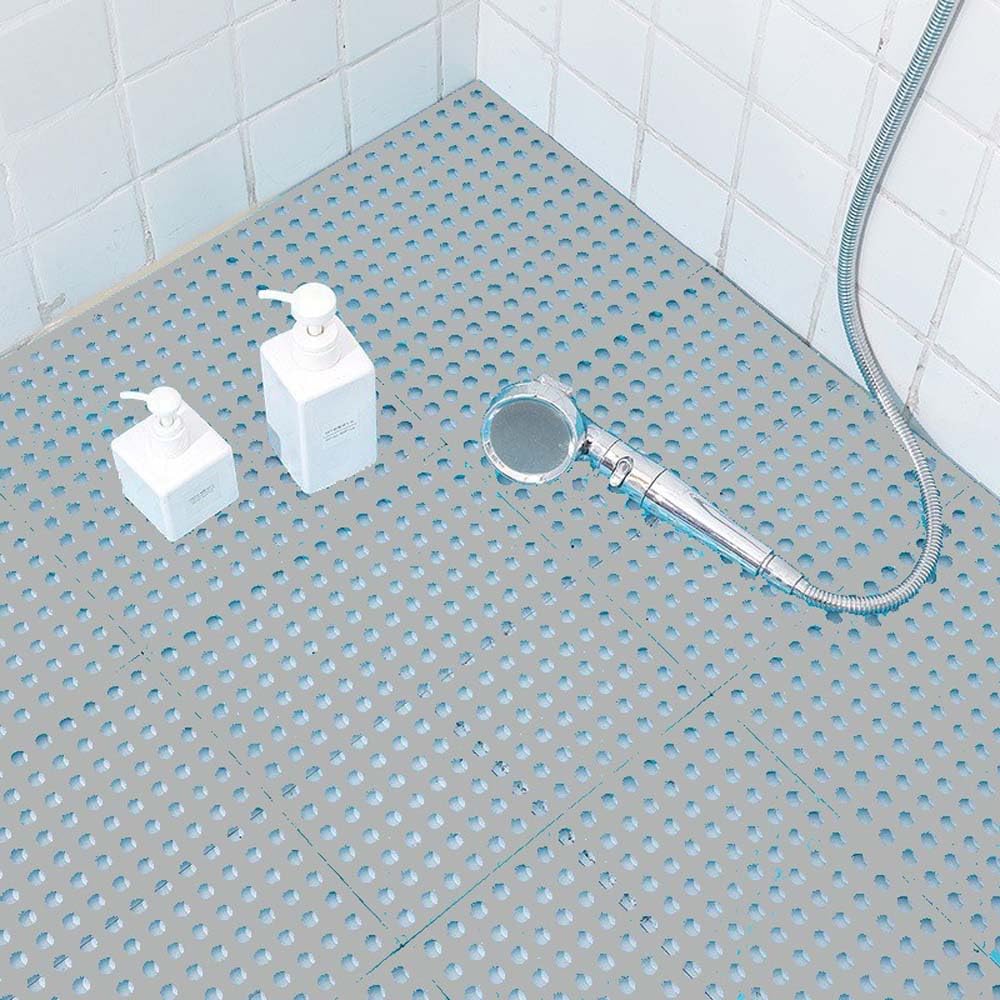 Alfombrilla de baño, baldosas de Goma encajables, baldosas Antideslizantes de PVC Blando, Alfombrilla de Ducha con Juntas, Alfombrilla Acolchada para Exteriores (Light Gray,10Pcs/30x30cm)